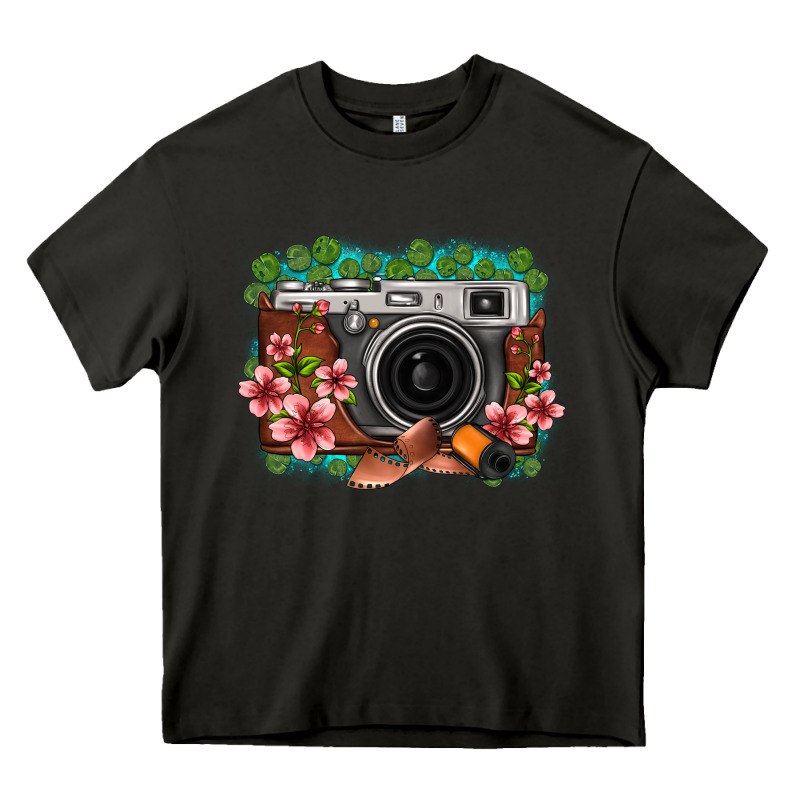 Floral Lotus Leaf Film Roll Vintage Camera Heavy Core Tee by FaDigitalArtStudio | Teevron