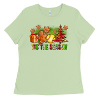 Matcha Tis The Season Christmas With Softball And Gingerbread Man Ladies Tee - FaDigitalArtStudio