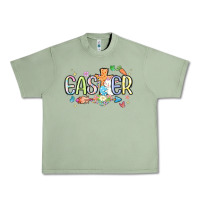 Oil Green easter cross with bunny Urban Heavy Tee - MaliasSmallBusiness