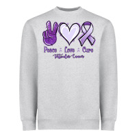 Heather Grey Peace love cure Testicular Cancer Heavyweight Sweatshirt - NancyCooperArtShop