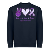 Navy Peace love cure Testicular Cancer Heavyweight Sweatshirt - NancyCooperArtShop