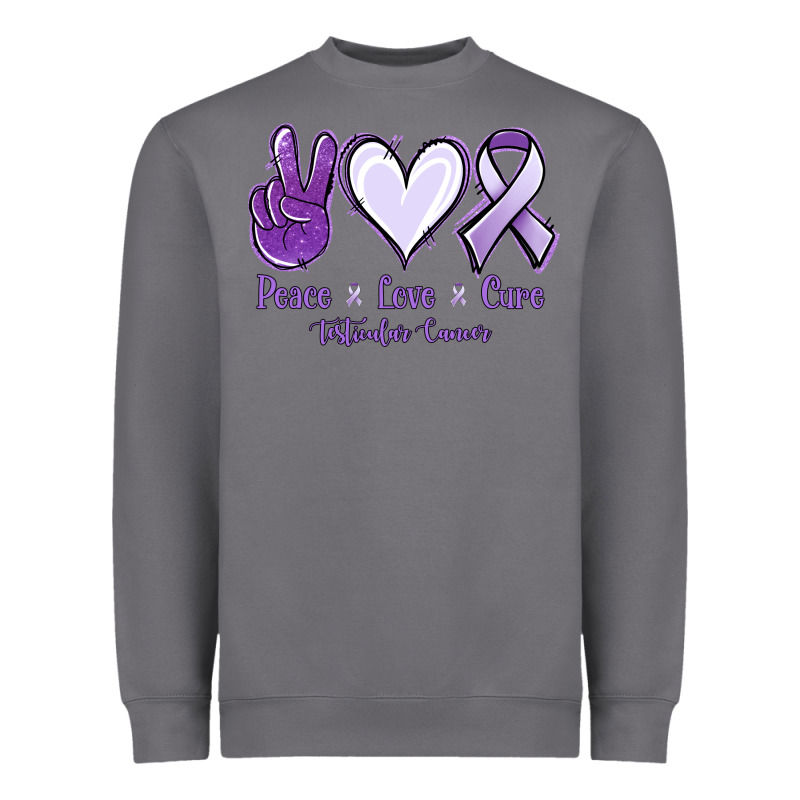 Peace Love Cure Testicular Cancer Heavyweight Sweatshirt by NancyCooperArtShop | Teevron