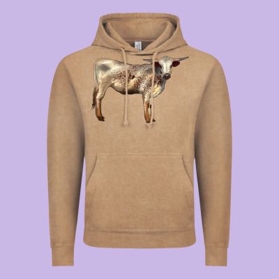 Texas Longhorn Heifer Vintage Hoodie Designed By Lillyallendesigns