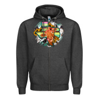 Charcoal Heather Western Texas Flag Cow Portrarit Zipper Hoodie - Bettercallsaul