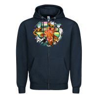 Navy Western Texas Flag Cow Portrarit Zipper Hoodie - Bettercallsaul