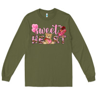 Army Green sweetheart with bear Long Sleeve Tee - NancyCooperArtShop