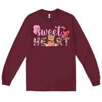 Burgundy sweetheart with bear Long Sleeve Tee - NancyCooperArtShop
