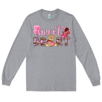 Heather Grey sweetheart with bear Long Sleeve Tee - NancyCooperArtShop