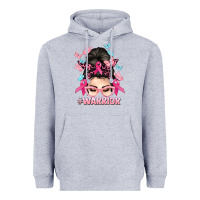 Heather Grey Warrior Cancer messy bun Cancer Awareness Heavyweight Hoodie - HowdyJamesFarm