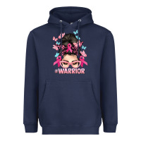 Navy Warrior Cancer messy bun Cancer Awareness Heavyweight Hoodie - HowdyJamesFarm