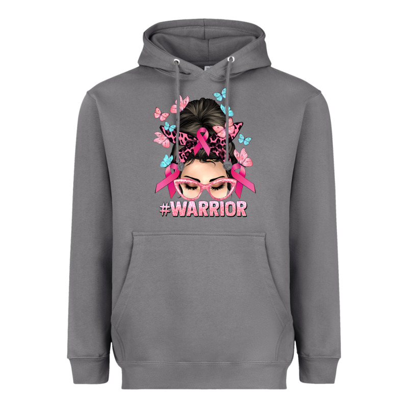 Warrior Cancer Messy Bun Cancer Awareness Heavyweight Hoodie by HowdyJamesFarm | Teevron