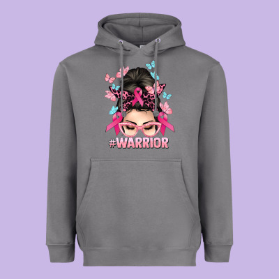 Warrior Cancer Messy Bun Cancer Awareness Heavyweight Hoodie Designed By Howdyjamesfarm