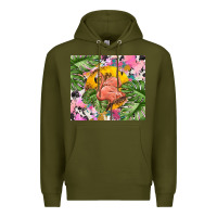 Army Green flamingo with leopard Premium Hoodie - TumblerDesignByShophia