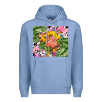 Colony Blue flamingo with leopard Premium Hoodie - TumblerDesignByShophia