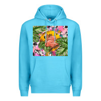 Ocean Blue flamingo with leopard Premium Hoodie - TumblerDesignByShophia