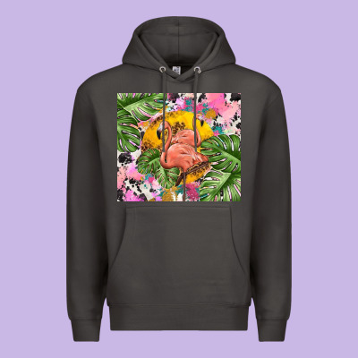 Flamingo With Leopard Premium Hoodie Designed By Tumblerdesignbyshophia