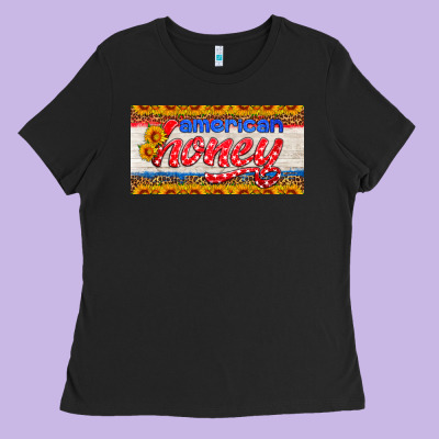 American Honey Sunflower License Plate Ladies Tee Designed By Hra Design Shop