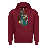 Burgundy Western Cowhide Cactus Zipper Hoodie - Bettercallsaul
