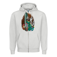 Dove Grey Western Cowhide Cactus Zipper Hoodie - Bettercallsaul