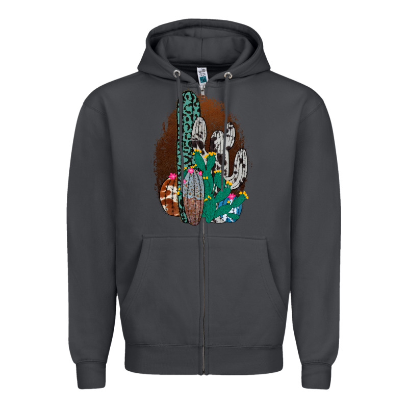 Western Cowhide Cactus Zipper Hoodie by Bettercallsaul | Teevron