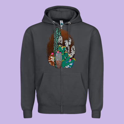 Western Cowhide Cactus Zipper Hoodie Designed By Bettercallsaul