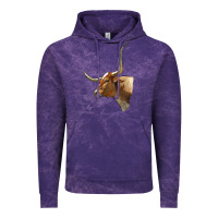 Cloud Purple Texas Longhorn Cow Face Vintage Hoodie - LillyAllenDesigns