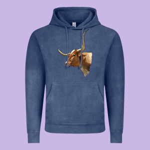Texas Longhorn Cow Face Vintage Hoodie Designed By Lillyallendesigns