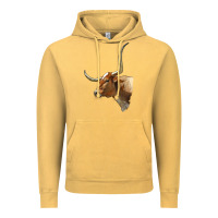 Vintage Mustard Texas Longhorn Cow Face Vintage Hoodie - LillyAllenDesigns