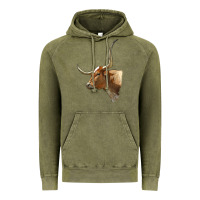 Vintage Olive Texas Longhorn Cow Face Vintage Hoodie - LillyAllenDesigns