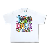 White 100 days of school cheer Urban Heavy Tee - MaliasSmallBusiness