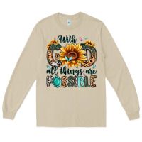 Mushroom with god all things are possible malias Long Sleeve Tee - MaliasSmallBusiness
