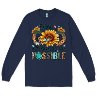 Navy with god all things are possible malias Long Sleeve Tee - MaliasSmallBusiness