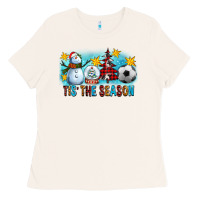 Bone Tis The Season Christmas With Soccer Ball And Snowman Ladies Tee - FaDigitalArtStudio