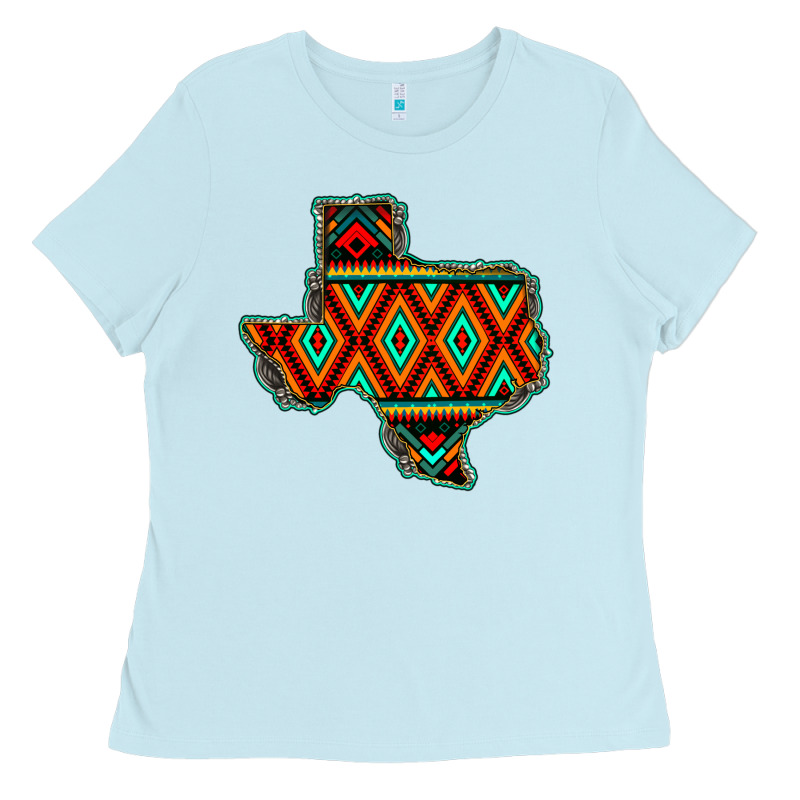 Texas Map With Aztec Background Ladies Tee by JahusDesignShop | Teevron
