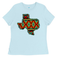 Baby Blue Texas Map With Aztec Background Ladies Tee - JahusDesignShop
