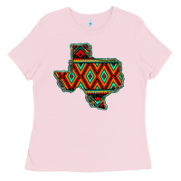 Bubblegum Pink Texas Map With Aztec Background Ladies Tee - JahusDesignShop