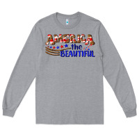 Heather Grey America the beautiful Long Sleeve Tee - NancyCooperArtShop