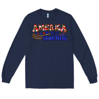 Navy America the beautiful Long Sleeve Tee - NancyCooperArtShop