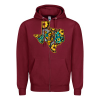 Burgundy Western Texas Map Zipper Hoodie - Bettercallsaul