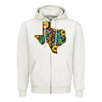 Oatmeal Heather Western Texas Map Zipper Hoodie - Bettercallsaul