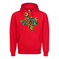 Red Western Texas Map Zipper Hoodie - Bettercallsaul