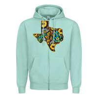 Seafoam Western Texas Map Zipper Hoodie - Bettercallsaul