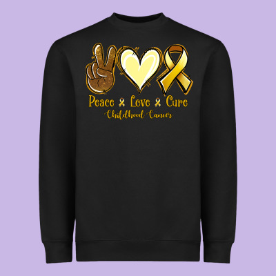 Peace Love Cure Bone Cancer Heavyweight Sweatshirt Designed By Nancycooperartshop