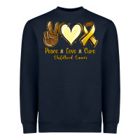 Navy Peace love cure Bone Cancer Heavyweight Sweatshirt - NancyCooperArtShop