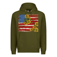 Army Green American flag sunflowers with leopard Premium Hoodie - TumblerDesignByShophia