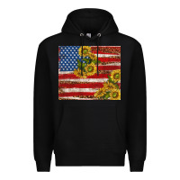 Black American flag sunflowers with leopard Premium Hoodie - TumblerDesignByShophia