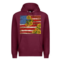 Burgundy American flag sunflowers with leopard Premium Hoodie - TumblerDesignByShophia