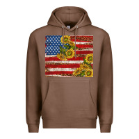 Chestnut American flag sunflowers with leopard Premium Hoodie - TumblerDesignByShophia
