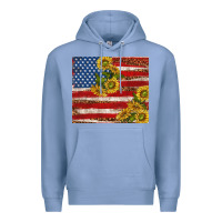 Colony Blue American flag sunflowers with leopard Premium Hoodie - TumblerDesignByShophia