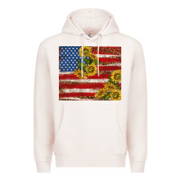 Pale Pink American flag sunflowers with leopard Premium Hoodie - TumblerDesignByShophia